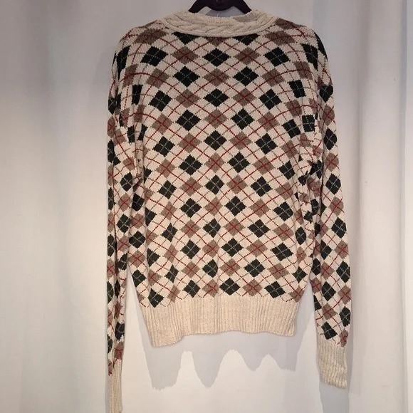 Vintage Polo By Ralph Lauren Argyle V-Neck Sweater - Silk Blend Size XL